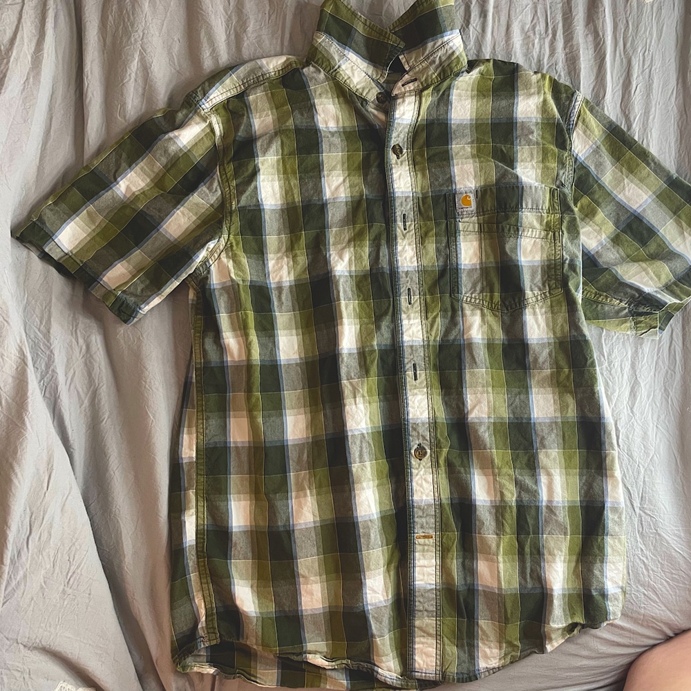 Carhartt green plaid button down